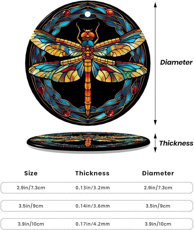 Dragonfly Tribe Christmas Ornaments, Christmas Decorations Xmas Tree Hanging Ornaments, Round Ceramic Festive Keepsake Gift for Xmas Decorations Holiday Home Decor