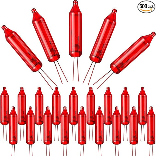 Mudder 500 Pcs Christmas Tree Replacement Light Bulbs 2.5v Christmas Light Bulbs Incandescent Xmas Decorative Replacement String Lights Outdoor Indoor(Red)