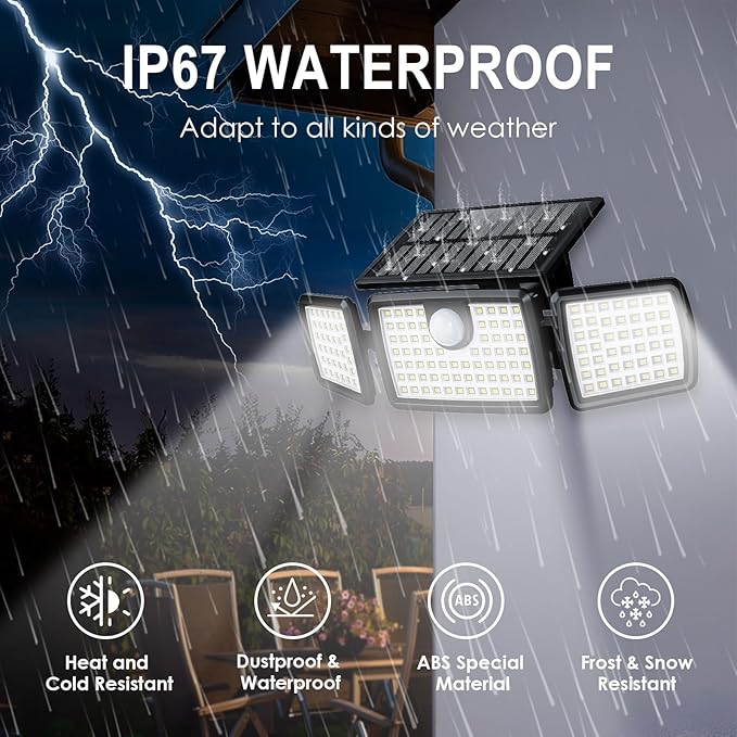 MIHANI Solar Lights Outdoor, Solar Motion Deck Lights Outdoor for Deck with High Brightness, Larger Built-in Tempered Glass Panel, Sensitive PIR Motion Inductor (Non-Remote,1-Pack)