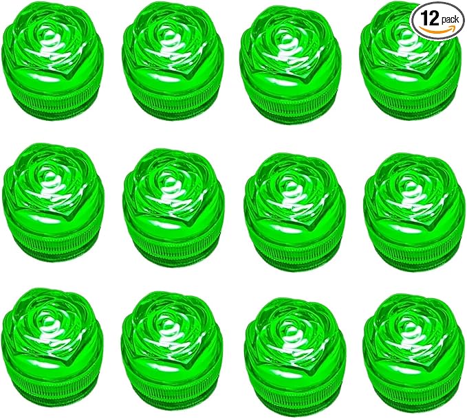 Bright LED Battery Operated Flameless Tea Light, Submersible Tea Candle Waterproof Decorations Underwater Vase Light for Party & Wedding, Pack of 12 (Rose Green)