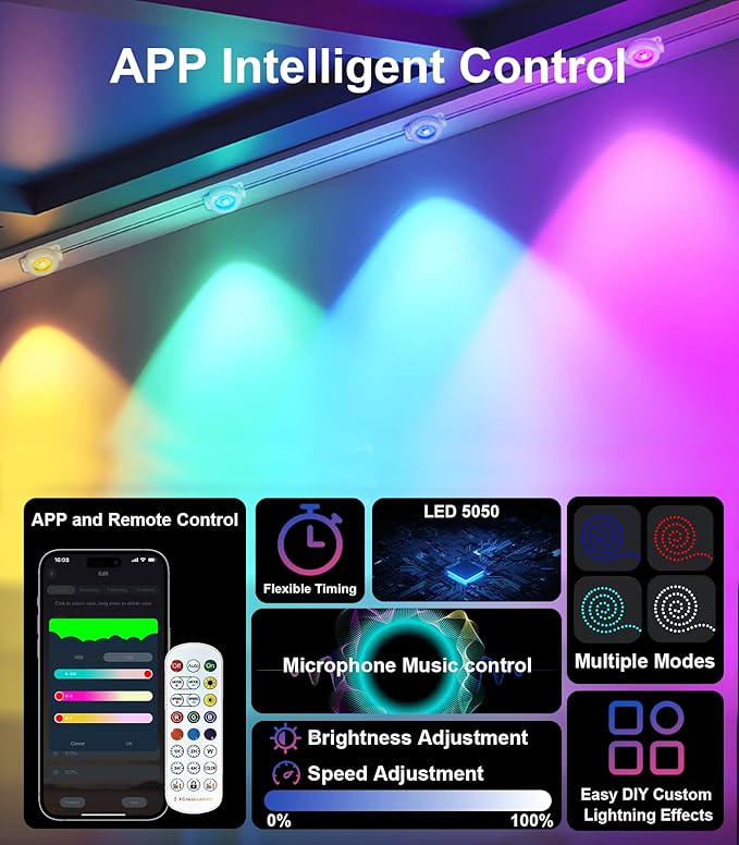100FT Permanent Outdoor Lights for House, 2025 RGB LED Waterproof Christmas Lights Outdoor with Smart APP Remote Control, Outside Eaves Lighting House Decor for Holiday, Halloween, Roof, Party, Daily