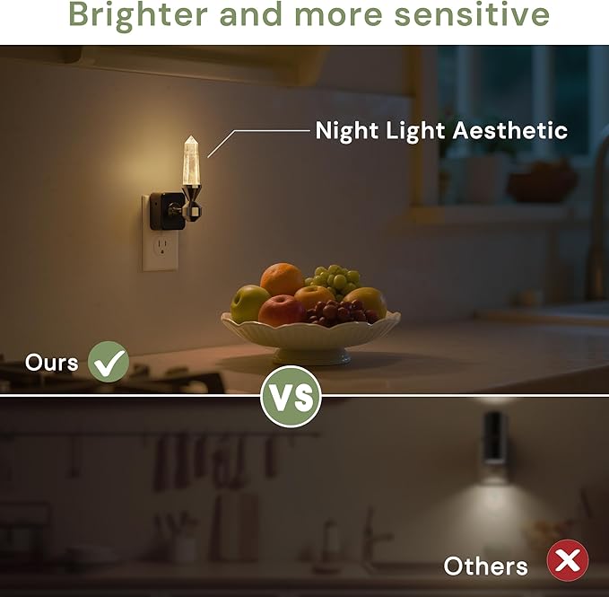 L LOHAS LED Night Light: Night Lights Plug into Wall, 2 Pack Dimmable Night Light Aesthetic Crystal, Warm Light 3000K, Dusk to Dawn Sensor, Healing Stone Decorative Nightlight for Home Living Room