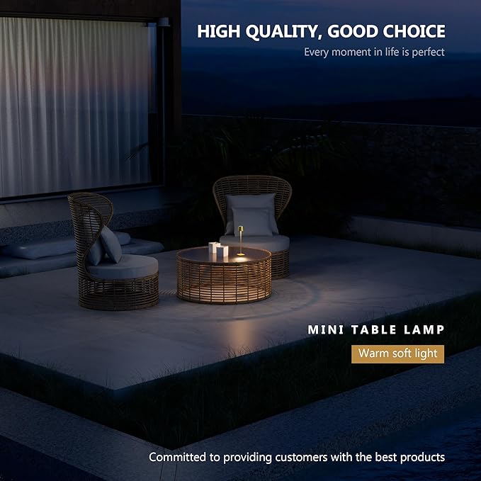 Compact Cordless Table Lamp, Rechargeable LED Night Light, Dual Light Source (RGB Top & Warm Bottom), Touch Control & Timer, Metal Lamp for Bedroom & Kids Room (Golden 1-Pack)