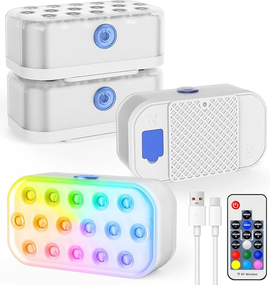 Pool Lights,Rechargeable Submersible LED Lights with Wireless Remote,20 Colors,IP68 Waterproof RGB Underwater Pool Light with Magnet for Inground/Above Ground Pools, Hot Tubs, Ponds (4 Pack)