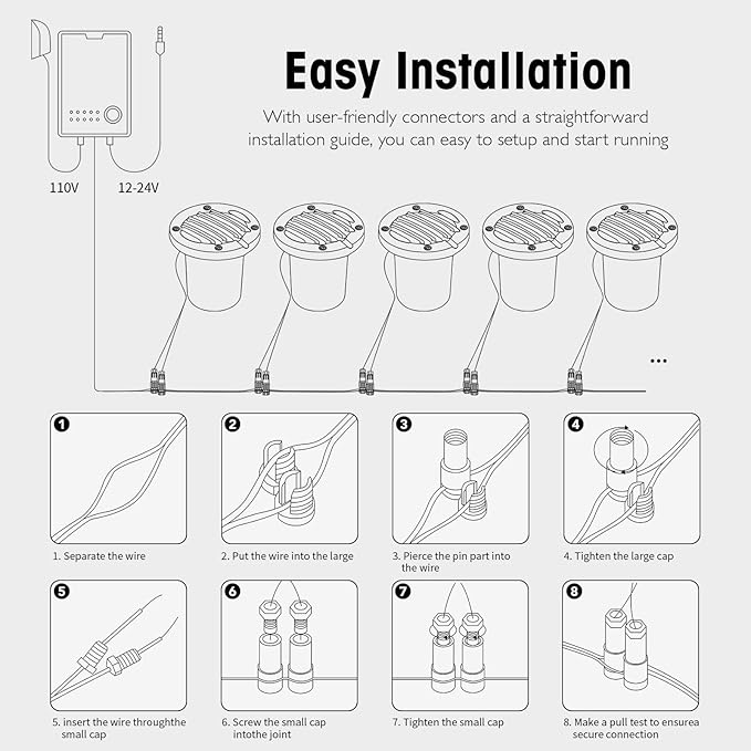 Low Voltage Landscape Lighting: 10W 2700K Warm White LED Well Lights, 12/24V Outdoor In-Ground Lights with IP67 Waterproof for Garden Yard Pathway Pavers Deck Fence, 12 Pack with Connectors