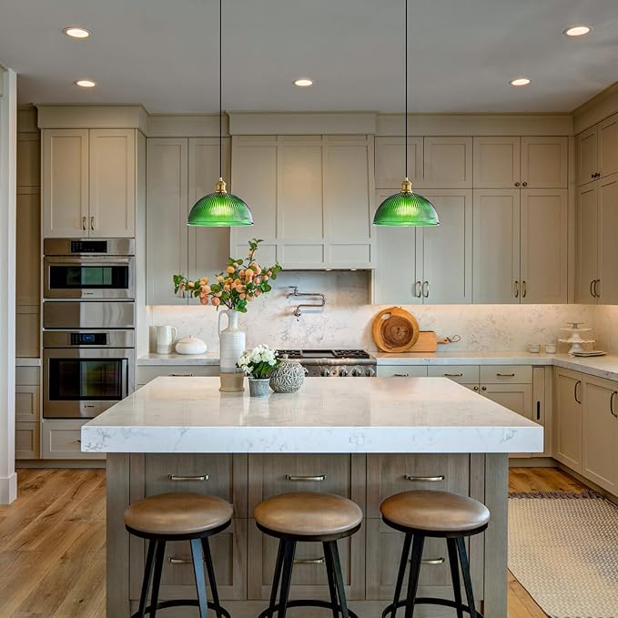 Vintage Pendant Light Fixtures: Glass Pendant Lights Kitchen Island, Modern Green Pendant Light Fixture for Bedroom Dining Room
