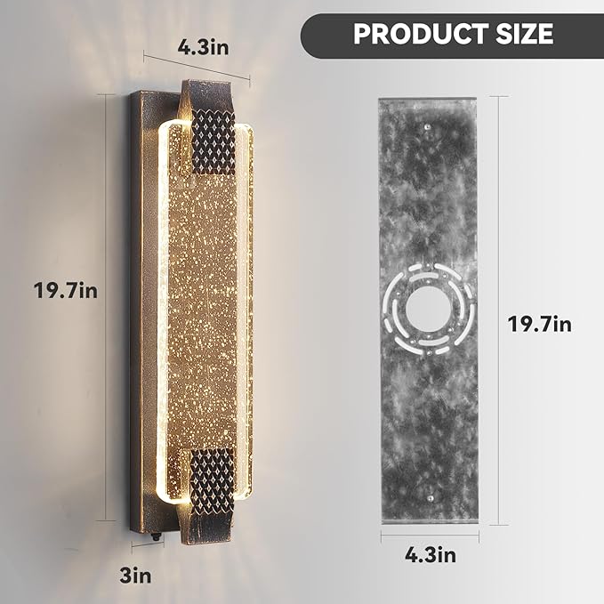 camuucci Dusk to Dawn Outdoor Light,19.7 Inches LED Porch Lights Outdoor Waterproof Modern Outside Sconce Wall Mount for Doorway Hallway Porch Patio Yard Doorway Bronze