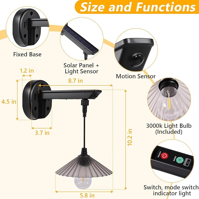 Solar Barn Lights Outdoor, Dusk to Dawn Outdoor Wall Sconces, 3 Lighting Modes with Motion Sensor, Waterproof Farmhouse Wall Mount exterior wall light for Porch, Garage, Patio (2 Pack, Smoky Gray)