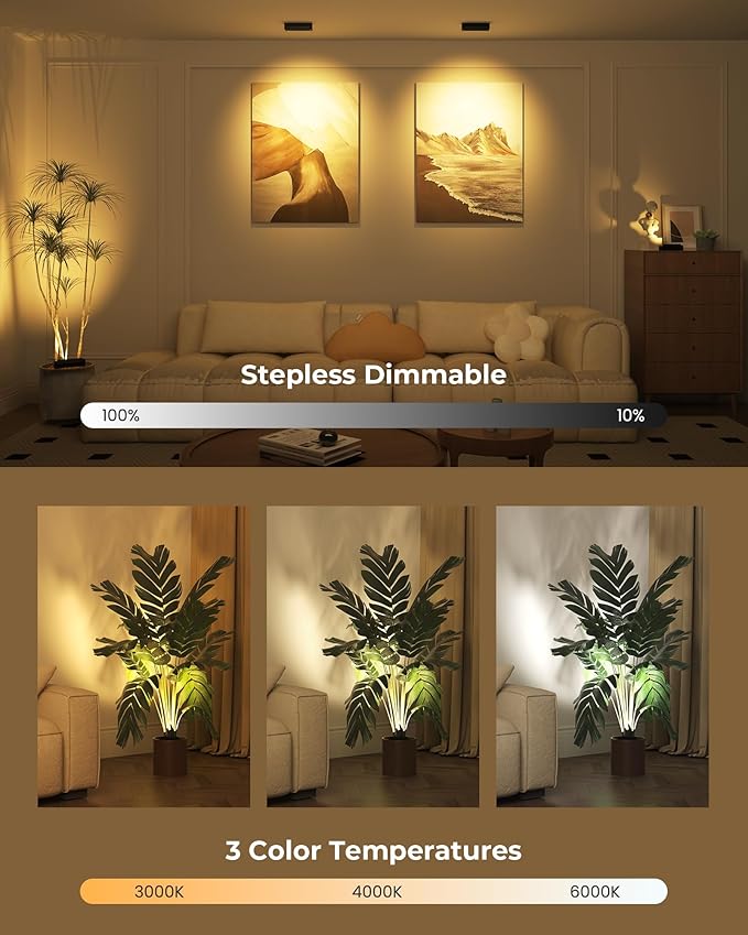 LED Spotlights Indoor, 5500mAh Rechargeable 300 Lumen Spot Lights Indoor, Wireless Uplights with Daily Auto Timer＆Dimmable, Picture Lights for Plants Display Painting Artwork