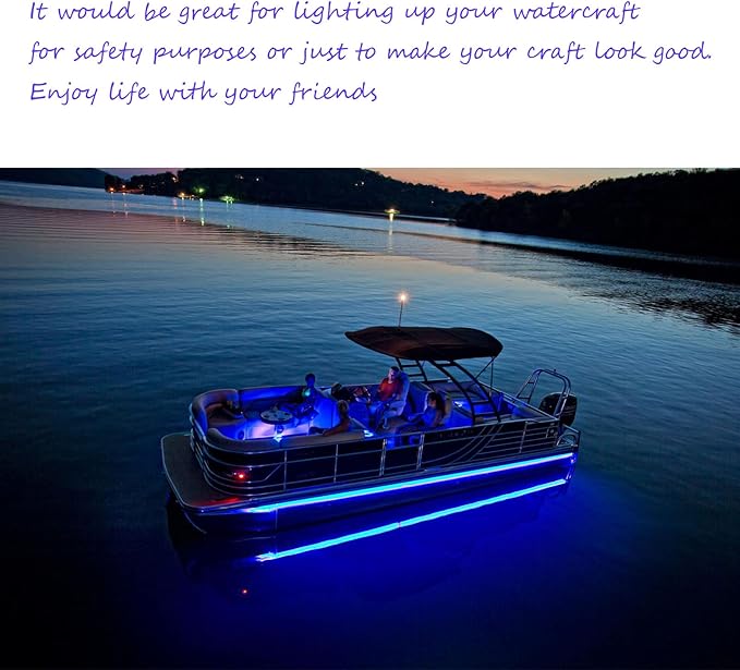 BSOD LED Strip Lights for Boats,12V Outdoor Blue Underwater Rope Light Real IP68 Waterproof Strip 16.4ft Marine Fish String Flexible Light for Swimming Pool Boat Fish Tank(Blue)