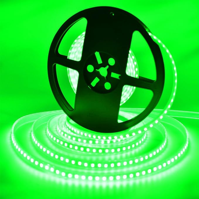 SUYOOULIN LED Strip Lights, AC110V/120V 16.4ft/5m 15000LM SMD 2835 600 LEDs Light Strips Tube Waterproof IP67 LED Ribbon, 2 Times Brightness Than Low Voltage Strip Lights (Green)
