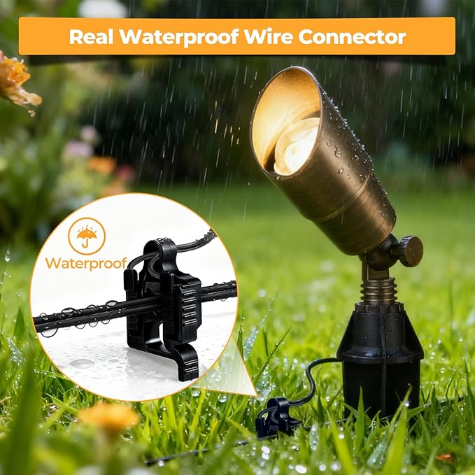 Gardencoin Low Voltage Wire Connector for Landscape Lighting, Waterproof Quick Cable Connectors Compatible with 10/12/14/16/18 Gauge for Pathway Light, Spotlight, In-ground Light, UL Listed(12 Pack)