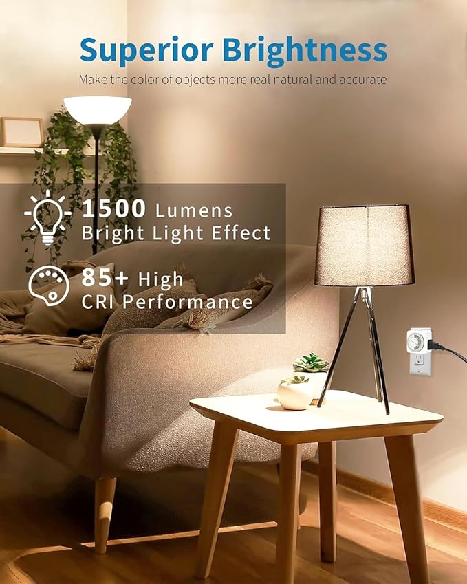 TJOY LED Light Bulbs, 100 Watt Equivalent A19, 5000K Daylight LED Bulb, 15W Bright White Energy Saving Lightbulbs with E26 Standard Base, 1500 Lumens Non Dimmable Lamp for Home Bedroom Indoor, 4 Pack