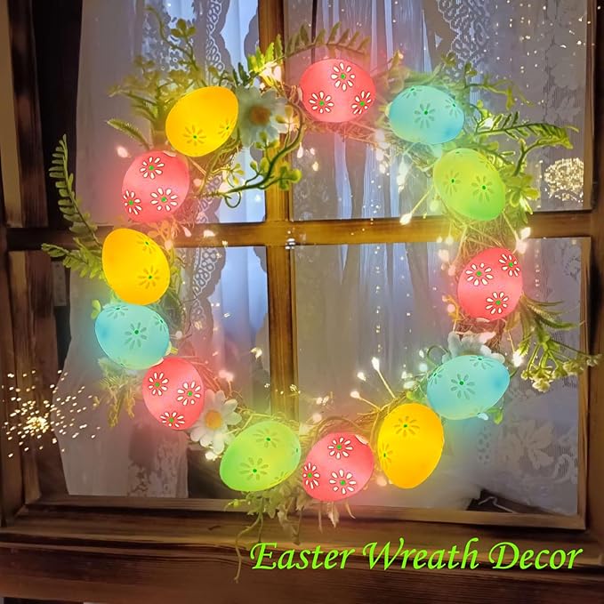ITICdecor Easter Day Light Egg String Lights Battery Operated with Timer 5.4Ft 10LED Fairy String Lights for Easter Decor Indoor Bedroom Patio Spring Theme Party Decor