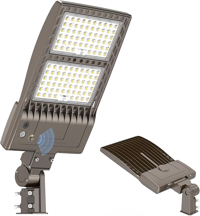 KUKUPPO 480 Volt 400W LED Parking Lot Light 60,000LM Power Adjustable, ETL DLC Listed LED Shoebox Pole Court Light Dusk to Dawn Outdoor Parking Lighting with Slip Fit 5000K IP65 Waterproof 277-480V