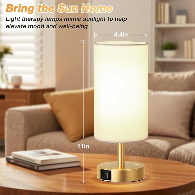Light Therapy Lamp 10000 Lux, Sun Lamp with Remote, 3 Color Temperature & Stepless Dimming, Happy Sunlight Lamp, Daylight Lamp for Home, Office, Gold Decoration Use As Lift Mood, Happy Life