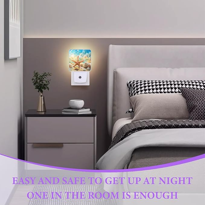 Beach Seashell Night Light,Night Lights Plug into Wall,Led Lamp for Stairway/Hallway/Bedroom 0.5W Nightlight Sleep Friendly