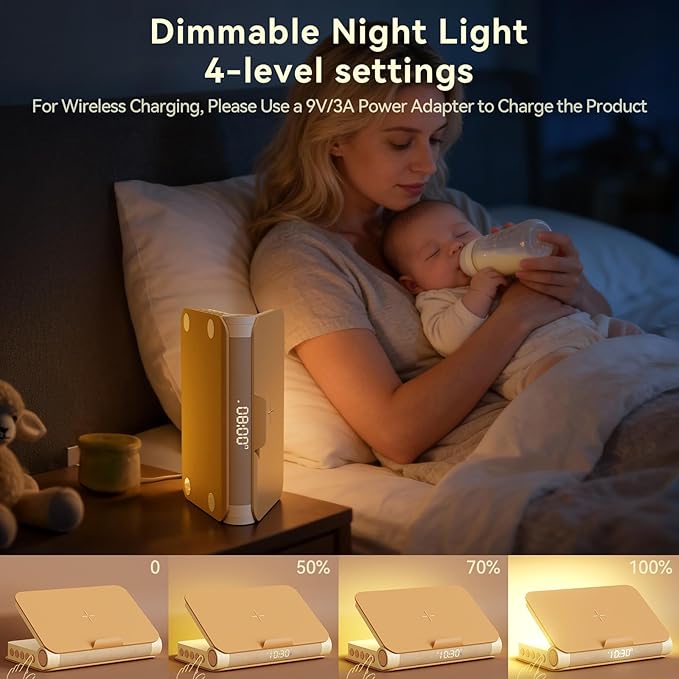 Vivilumens Sunrise Alarm Clock with Wireless Charging Station Bluetooth Speaker Loud for Heavy Sleepers Adults Aesthetic Book Wake Up Light for Bedroom Decor Dimmable Bedside Lamp Tech Birthday Gift