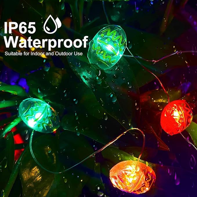 ZGWJ Easter String Lights Outdoor, 2 Pack Easter Eggs Lights Battery Operated 16ft 50LED Waterproof Decorations Indoor Home Bedroom Spring Party Decor