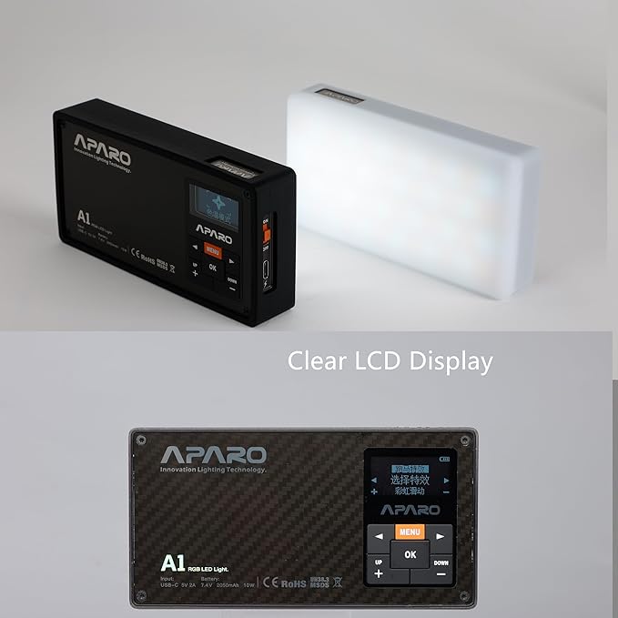 A1 Camera Lights,Portable RGB Video Lights Mini LED Panel Full Color Photography Lighting,10w 2000K-20000K Pixel-Mappable Light,Magnet Adsorption,Wireless Charging,36 Lighting Effects for Vlog