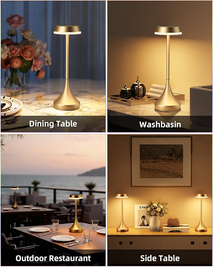 Cordless Lamp, 6000mAh, Outdoor Waterproof, Touch Control, Dimmable, 3 Color Temperature, RGB, LED Memory Function, Portable Battery Operated, Rechargeable Table Lamp Patio Dinning Restaurant Kitchen