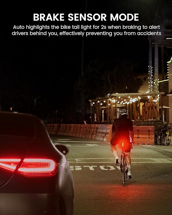 RAVEMEN TR150 Bike Tail Light, 280° Visible Bike Rear Light with Brake Detection and Auto On Off Feature