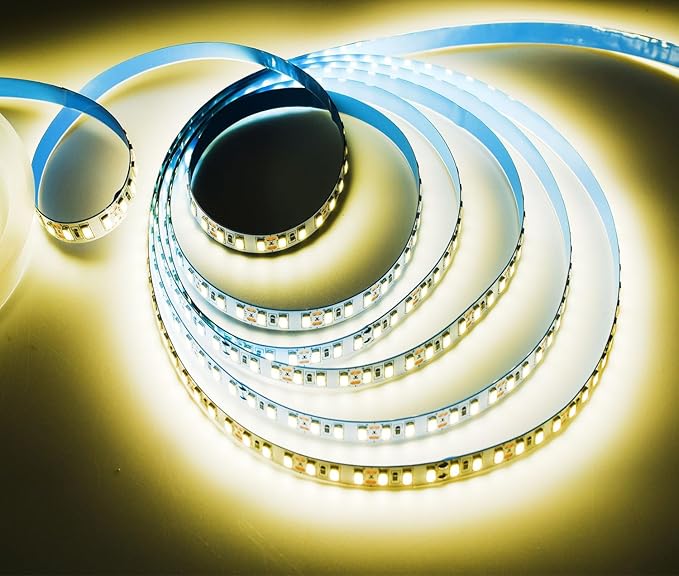AC110-130V LED Strip Lights，Dimmable 10000LM 16.4ft/5m SMD 2835 600 LEDs Waterproof IP68 LED Lights Strip Ribbon, More Brightness Than Low Voltage LED Strip Lights (Natural White 4000K)