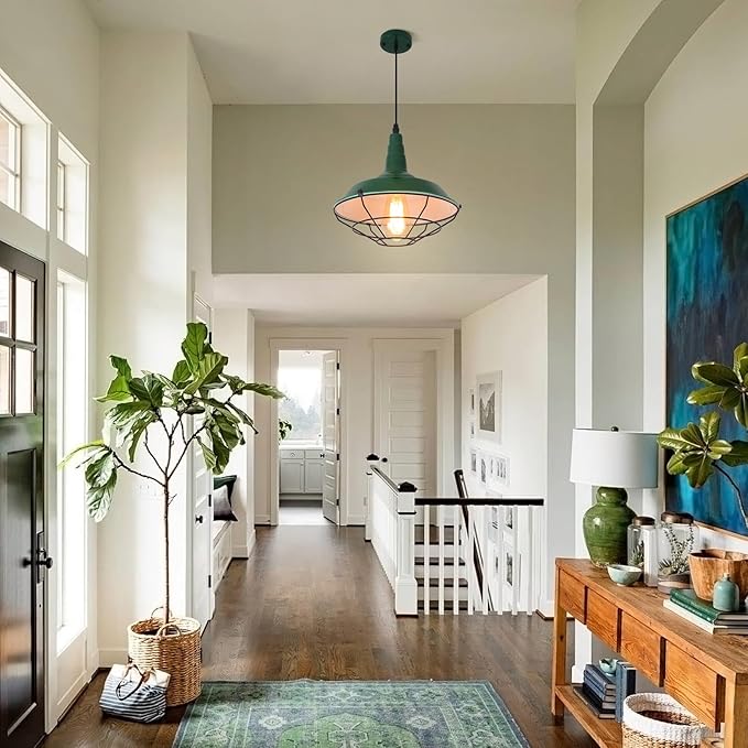 Farmhouse Green Pendant Light, 3 Packs 10.5 inch, Modern Pendant Lighting, Kitchen Pendant Lights, Industrial Pendant Light, Pendant Lights Kitchen Island for Bedroom, Living Room, Bar