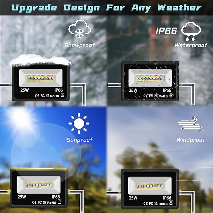 LED Flood Light Outdoor 25W, 250W Equivalent 2500LM, RGB Color Changing FloodLights by App Control, DIY Scenes - Timing - Dimmable Bright White Light 2700K-6500K, Uplights for Events, US-3 Plug