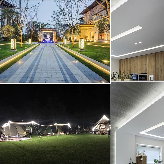 SUYOOULIN LED Strip Lights, High Voltage AC110V-130V 9.9ft/3m Super Bright 12000LM Waterpoof IP68 2835 180 LEDs/m LED Light Strips for Home Garden Outdoor Decoration(Daylight White 6500K)