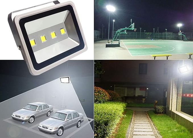 Jiuding LED Flood Light 200W Outdoor Waterproof Super Bright 6000K White Light, Equivalent to 2000W Halogen lamp for Garage Lighting, Terrace Lighting, Playground Lighting 5000 Hours of Life