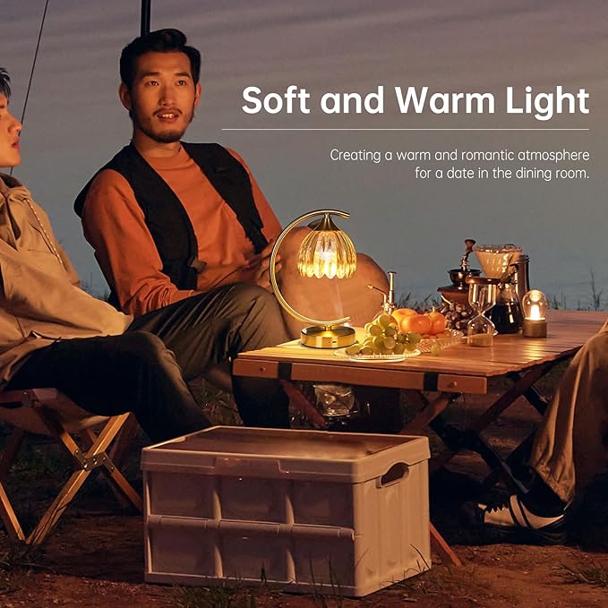 Set of 2 Tulip Table Lamp, 5200mAh Cordless Touch Control Table Lamp with 3 Color Temps & Stepless Dimming, Rechargeable Battery Table Lamp for Living Room, Bedroom, Shelf (Amber Tulip)