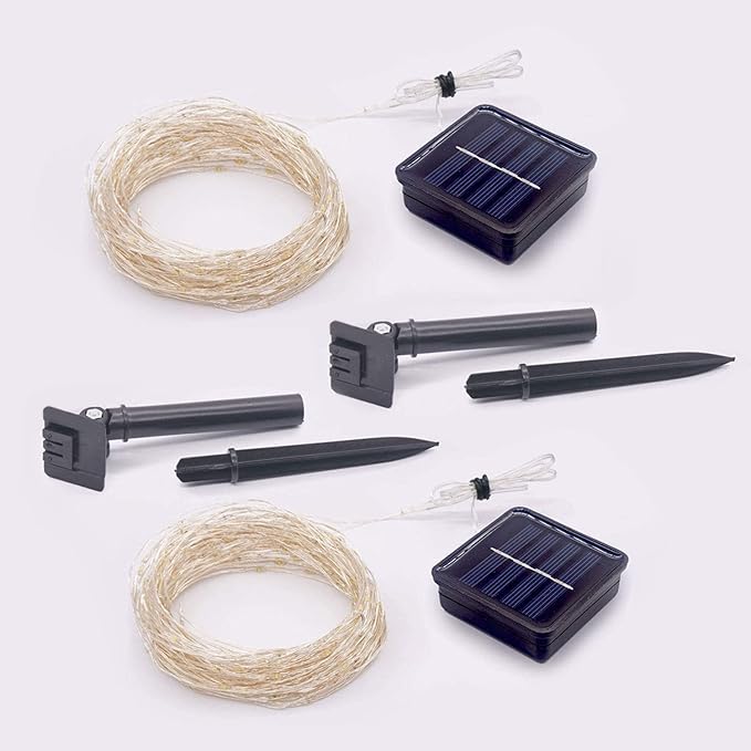 2 Pack Solar Fairy Lights Outdoor,33ft 100LED Solar Powered String Light Waterproof,8 Modes Green Solar Christmas Lights for St. Patrick's Day,Halloween,Patio,Yard,Wedding,Party (Green)
