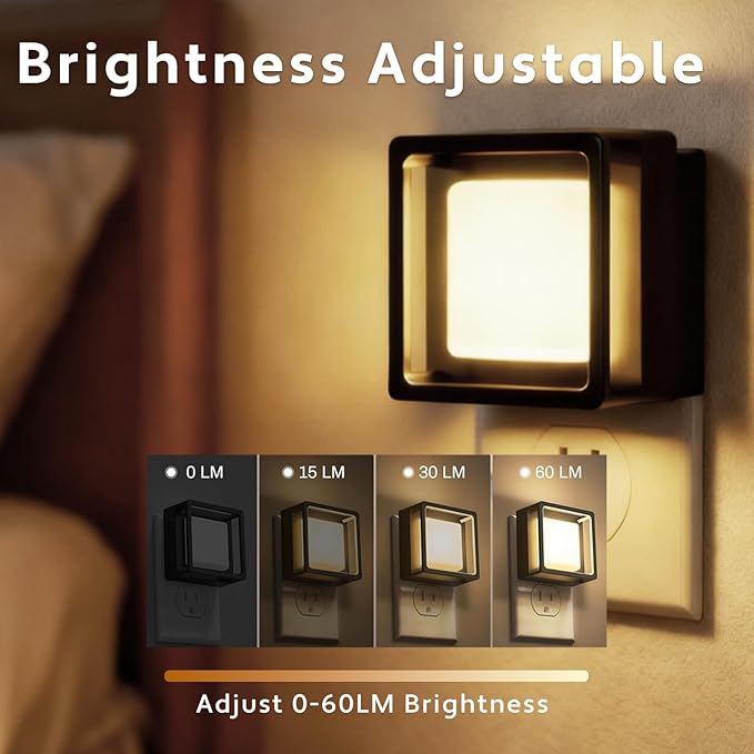 4 Pack Night Lights Plug into Wall,Adjust 0-60LM Brightness Motion Sensor Night Light,for Modern Farmhouse Decor Deals,Home Decor,Bathroom Decor,Cozy Home Decor