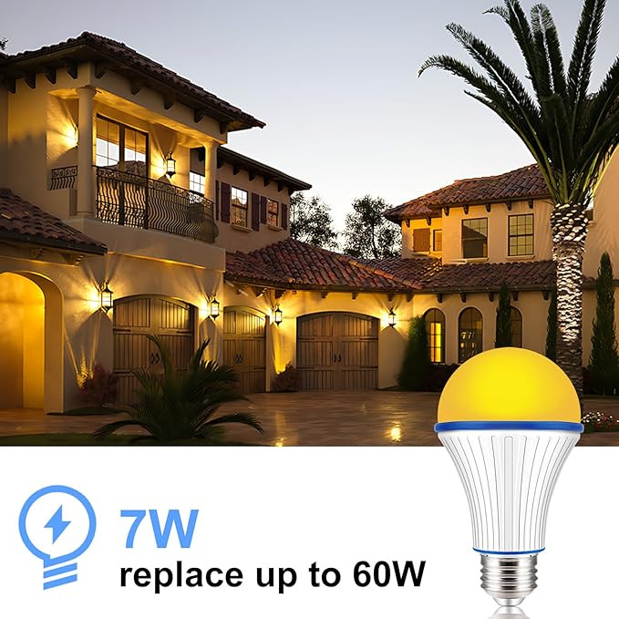 KINUR 7W A19 1800K Amber Light Bulb-Warm Light Bulbs for Sleep and Baby Nursery-60 Watt Equivalent-Non-Dimmable LED Sleep Light Bulbs 2 Pack