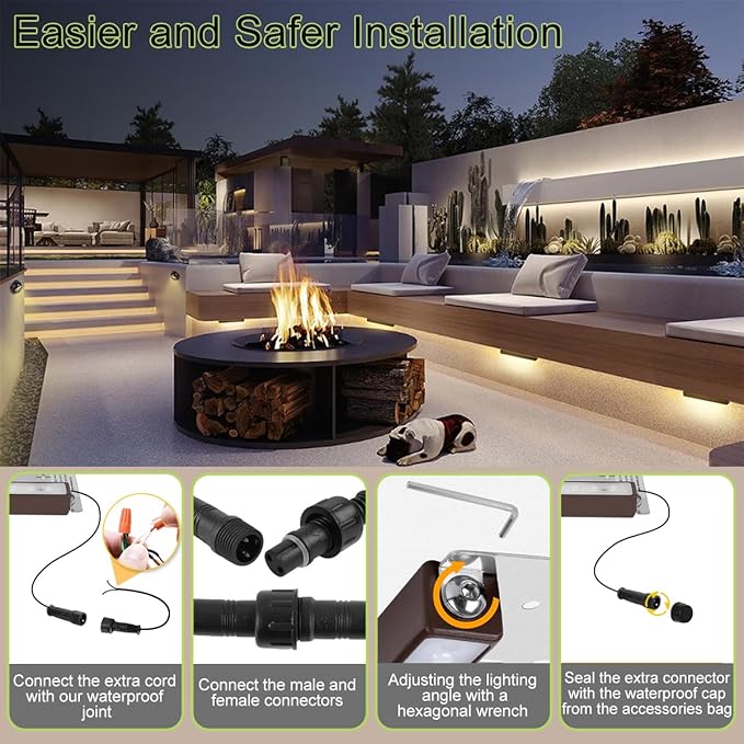 Retaining Wall Lights,1 Pack 7 Inch LED Hardscape Lighting,12-36V 2.5W Low Voltage Fence Lights,Outdoor Step Lights with IP67 Waterproof 2700K Warm Light