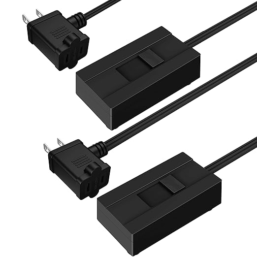 TOPGREENER Table-Top Plug in Dimmer for Table or Floor Lamps, Slide Control, Works with 360 Watt Incandescent and 150 Watt Dimmable CFL/LED, Off at Lowest dim, 6ft Cord, TGTTDL300-BK, Black, 2 Pack