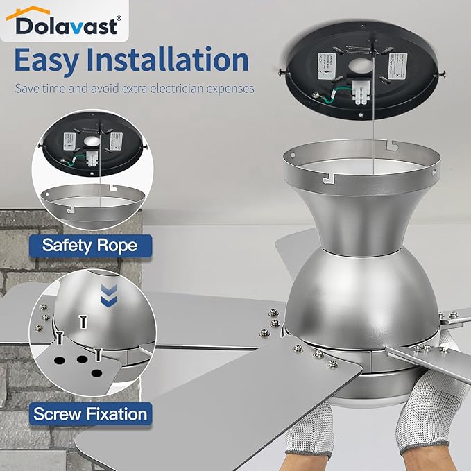 Ceiling Fans with Lights, 36 Inch Low Profile Ceiling Fan with Light and Remote Control, Flush Mount, Reversible, 3CCT, Dimmable LED, Quiet, Nickel Ceiling Fan for Bedroom, Kitchen,Office