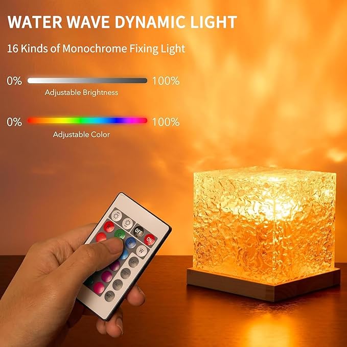 Ocean Wave Projection Lamp, 16 Color RGB Mood Light with Remote, 3D Water Ripple Night Light for Kids Room, Meditation, Yoga, Home Decor(2 Pcs)
