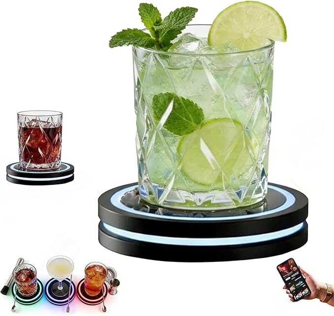 Smart Coaster Cocktail Maker Machine - 2026 New Portable Automated Bartender w/Smart Sensing Tech, Interactive Mood Lighting for Home Bar & Parties (1pc)