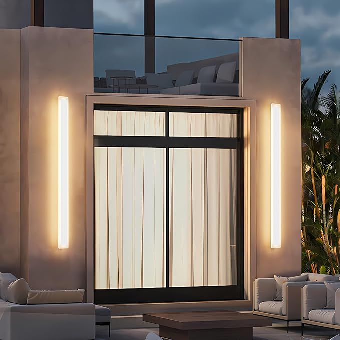 2 Pack 47.2In Long Outdoor Wall Lights 35W Exterior Wall Light 3000K Outdoor Wall Mount Lighting IP65 Waterproof Anti Rust for House(White)