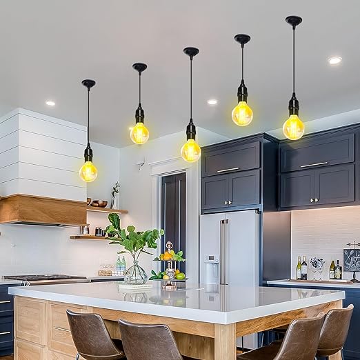 Retisee 10 Pack Hanging Pendant Light Cord Kit Bulk E27 Base 4ft Adjustable Hanging Heavy Duty Industrial Edison Bulb Lamp Swag Light Kit for Kitchen Dining Room Terraces (Without Control Knob)
