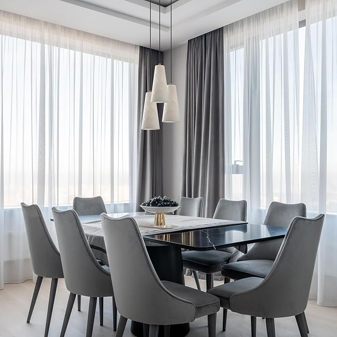 Alabaster Kitchen Island Pendant Light: White Marble Hanging Lights Set of 2 over Dining Table - Natural Stone Textured Pendants Lighting - Vintage Brass Cylinder Chandelier above Sink Bulb included