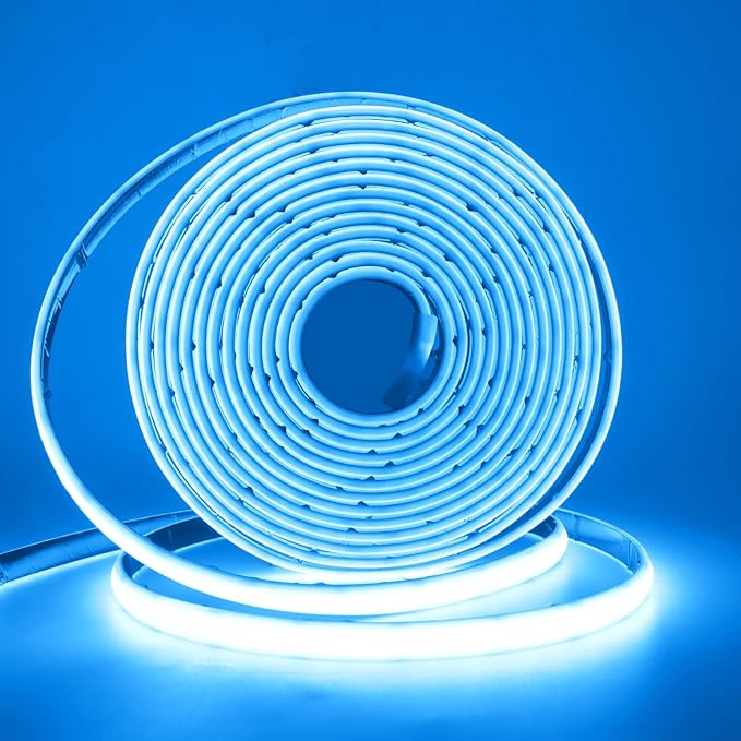 24V COB Neon Strip, 320LEDs/m Ultra-Bright Flexible COB Neon LED Strip, Outdoor Waterproof IP68 Self-Adhesive Tape, Red/White 2-Wire LED Fairy Lights for Patio, Christmas（Ice Blue,6M）