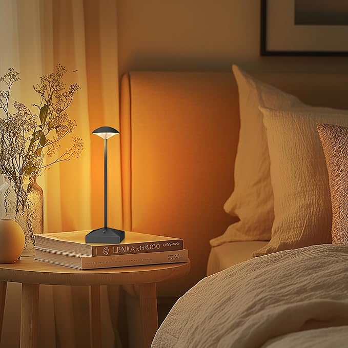 3 Pack 8.26in Black Small Cordless Table Lamps Rechargeable, Battery Operated Mini Lamp, Small Lamp Touch Portable Table Lights, LED Night Light for Bedside/Dining/Bar/Outdoor (Blcak-B)