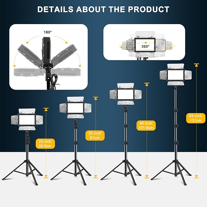 Jiang&Rong 2 Pack LED Video Lighting Kit - 5600K Adjustable USB Studio Light with Barndoor, 9 Colors, for Photography, Streaming, YouTube, TikTok, Film, Recording Studio, Camera Photo Light