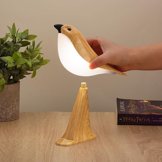 Cute Bird Table Lamp, Touch Control Bedside Lamp, Brid Night Light, Cordless Small Desk Lamps Battery Operated Nightstand Lamps, 3-Way Dimmable Light, Rechargeable Desk Decoration