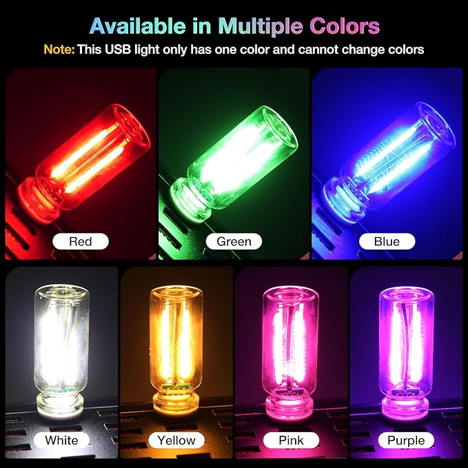 2 PCS USB Car Lights, Touch Dimmable Retro Mini Glass Bottle LED Ambient Night Light for Vehicle Interior, Bedroom, Hallway, Camping, Holiday and Party Decoration (Pink)