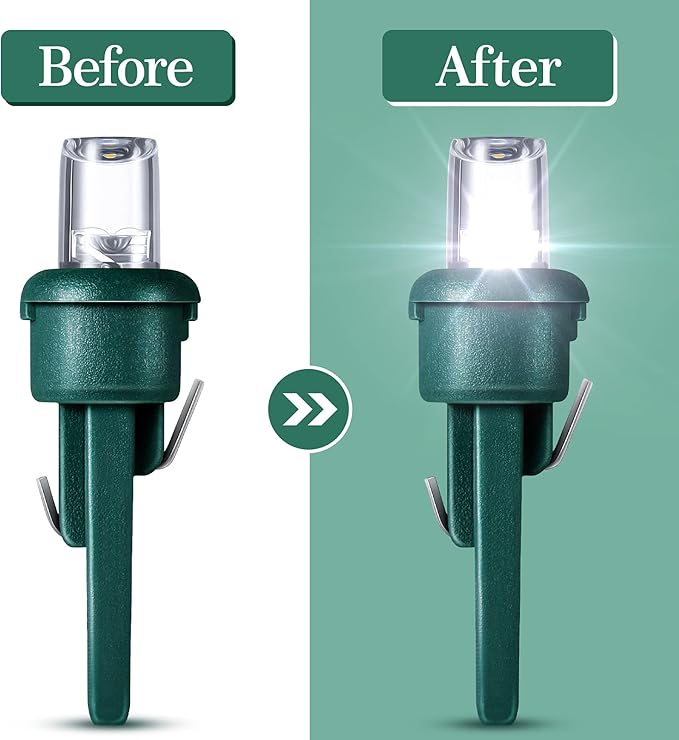 Honoson 180 Count 5 mm LED Halloween Replacement Bulbs Bulk Wide Angle Christmas Light Xmas Tree String Replacement Festival Light Decoration (Green Base with Cold White Bulb)