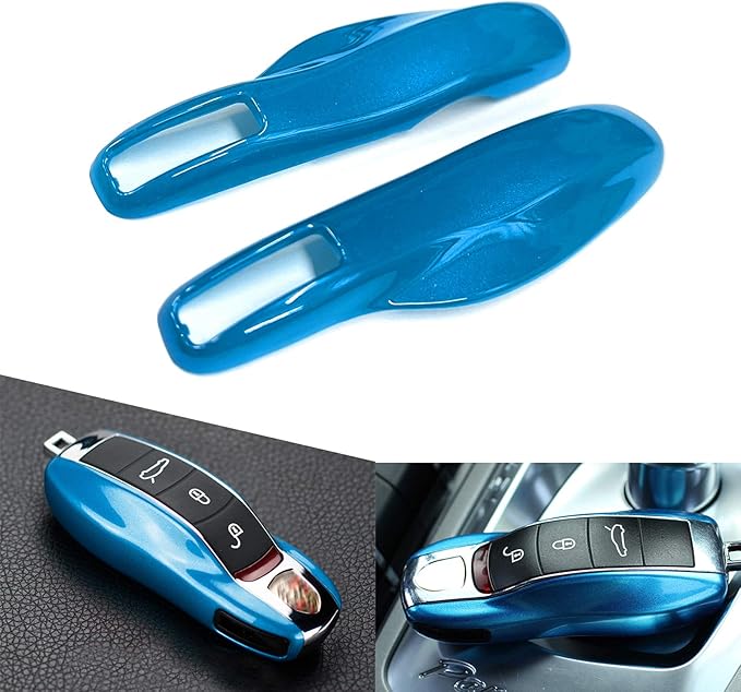 x xotic tech Blue Smart Remote Key Fob Protector Cover Shell Case Holder Compatible with Porsche Boxster Cayenne Panamera Cayman Macan Carrera 911 991 918 Spyder(Fits 3 Button)